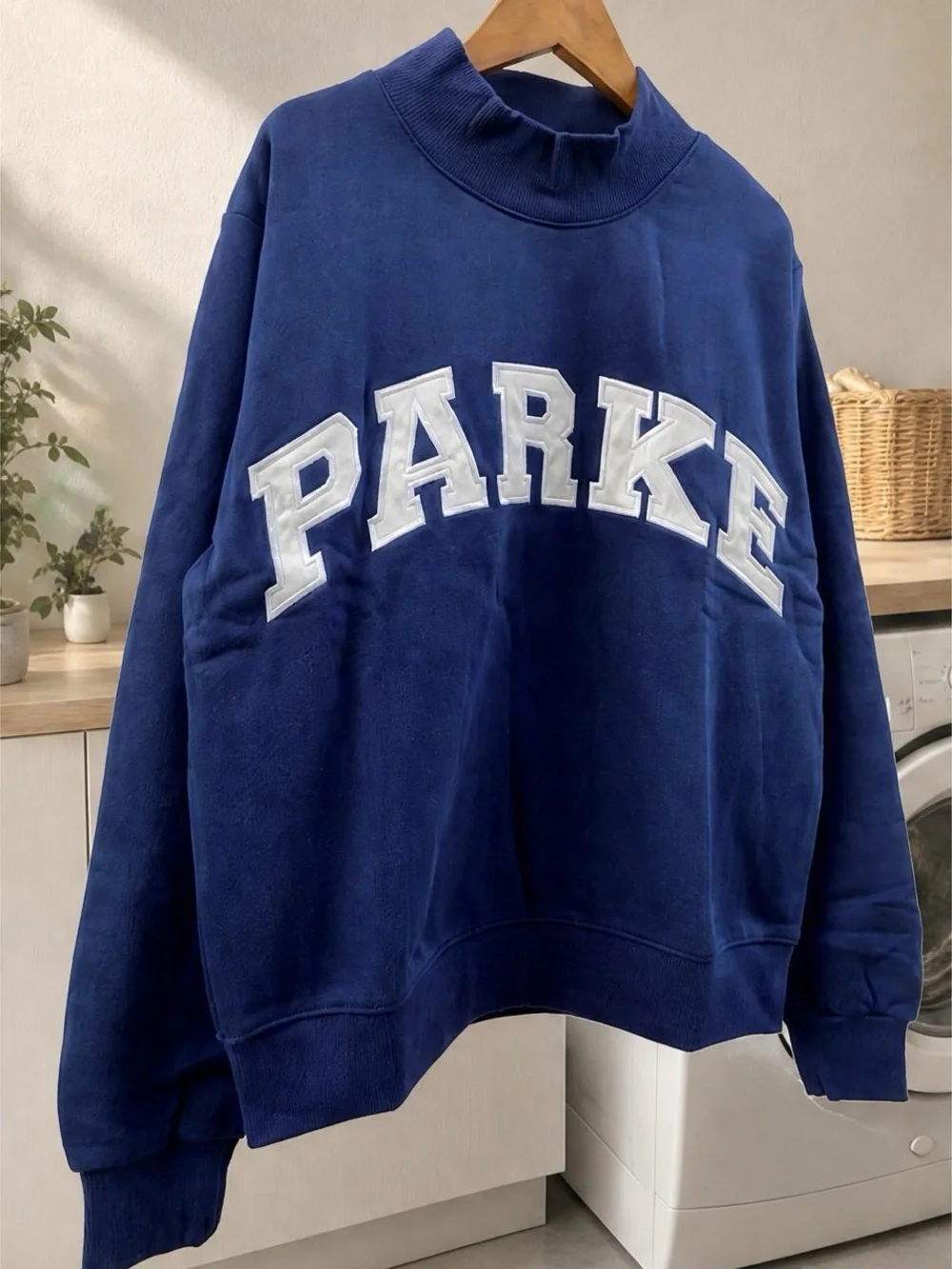 Parker Navy Cowl-Neck Sweatshirt with White Logo